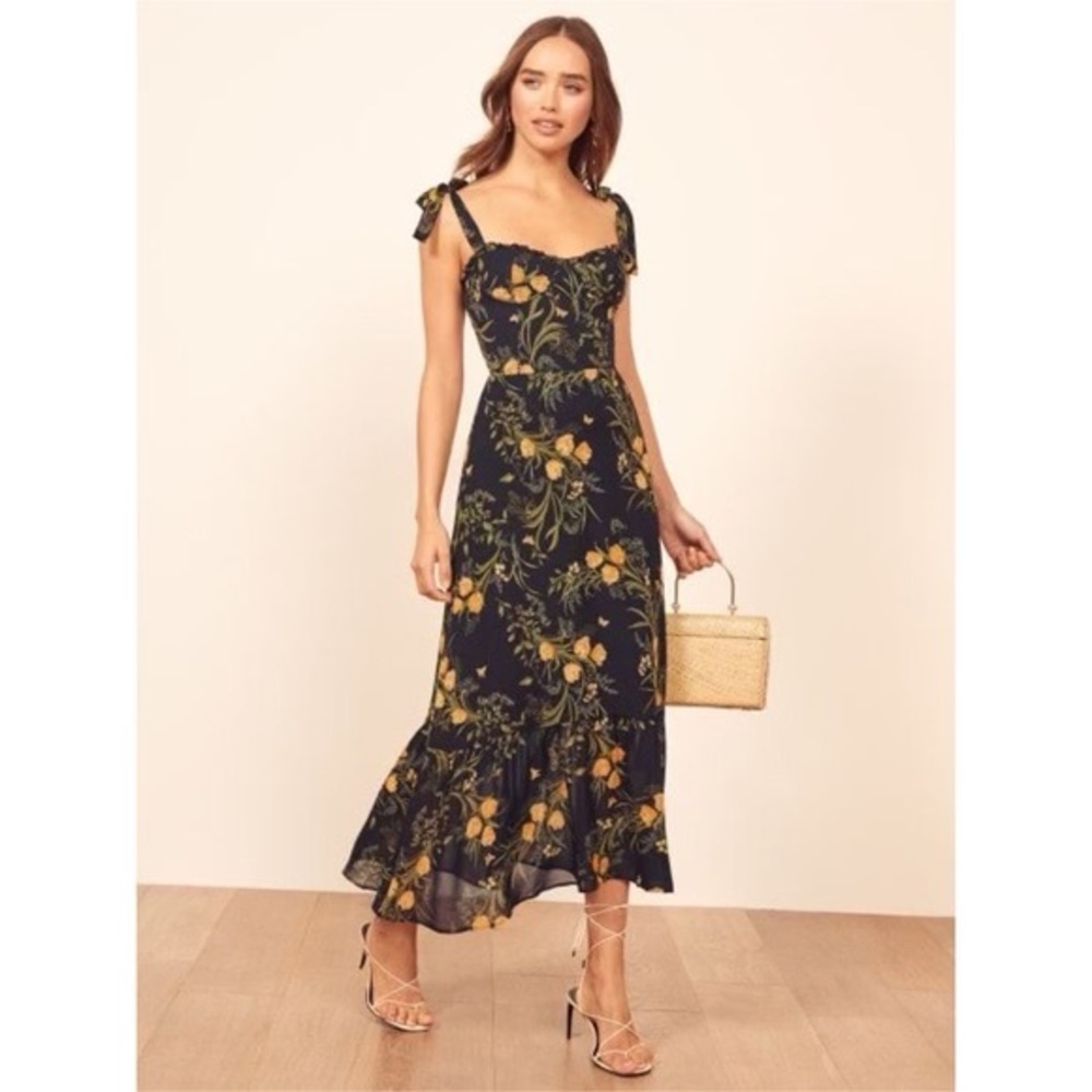 Reformation Nikita Dress Navy Floral